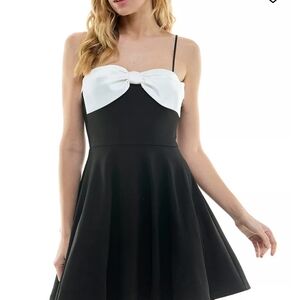 City Studio Black Dress with White Bow